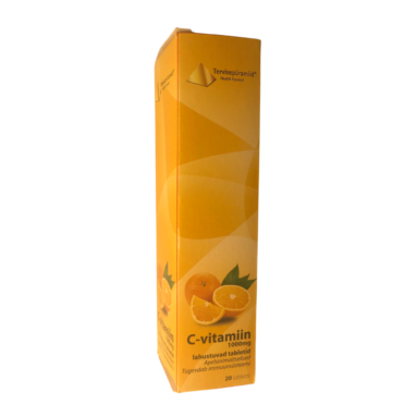 C vitamiin 1000 mg. Apelsinimaitselised lahustuvad tabletid N20